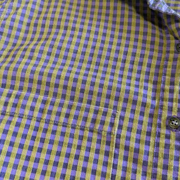 PATAGONIA Women's Size M Loose Fit Purple Khaki Check Plaid Button Front Shirt - Picture 16 of 16
